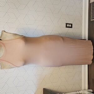 House of Harlow 1960 Tan Ribbed Maxi Tank Dress Side Slit Women's Size Large